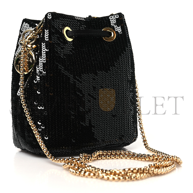 Pra*a black sequined satin mini 1nr016 (12*9*6cm)